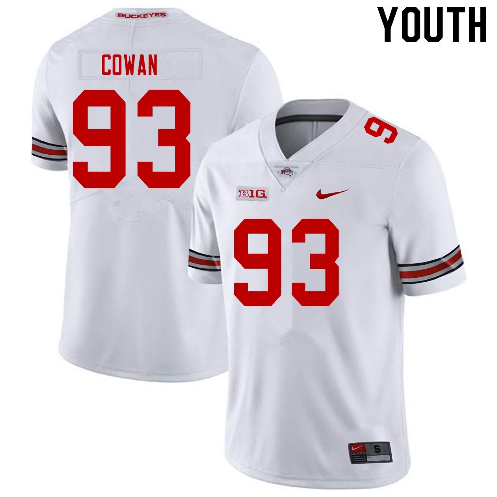Jacolbe Cowan Ohio State Buckeyes Youth NCAA #93 Nike White College Stitched Football Jersey VCT6856YX